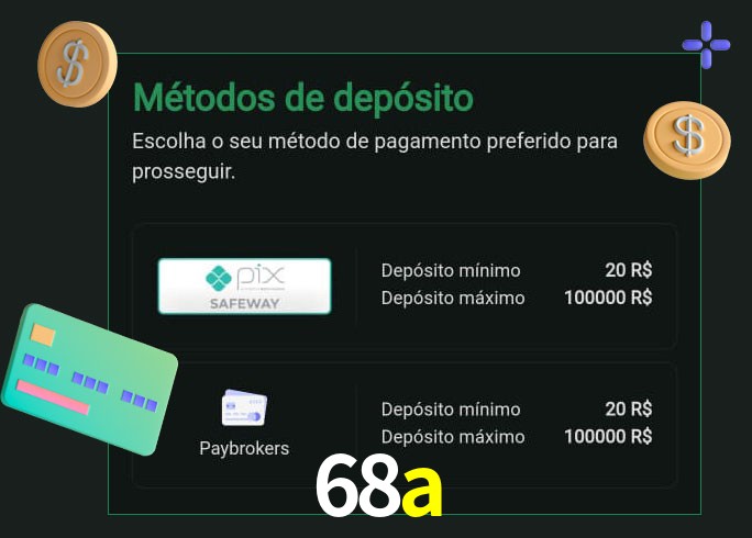O cassino 68a oferece uma grande variedade de métodos de pagamento